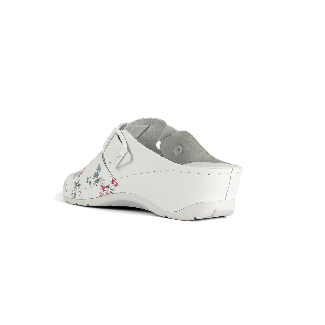 NALLAN Alba Blue Meadow white sole women's clogs – view 4