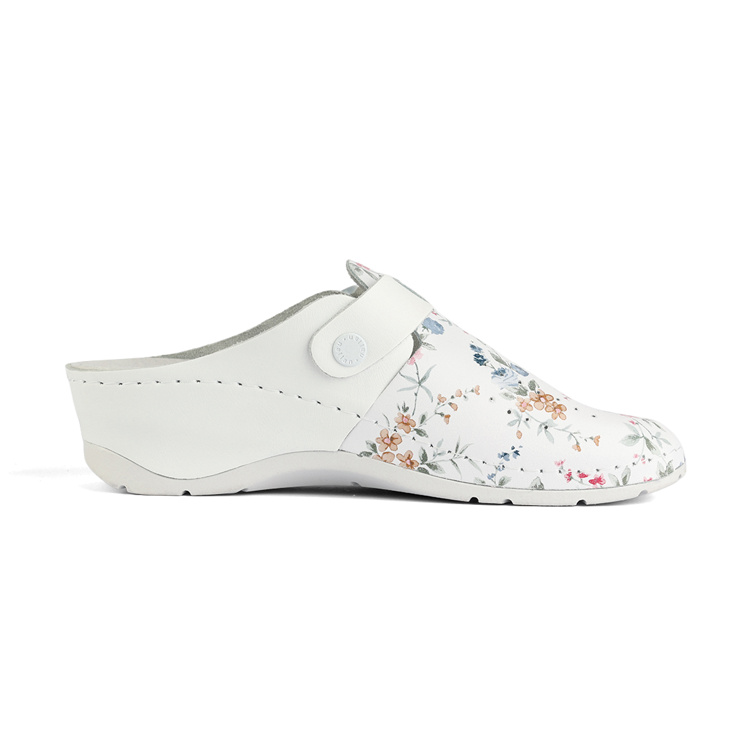 NALLAN Alba Blue Meadow white sole women's clogs – view 6