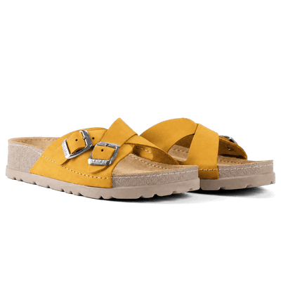 NALLAN Serena Camel women's leather slides