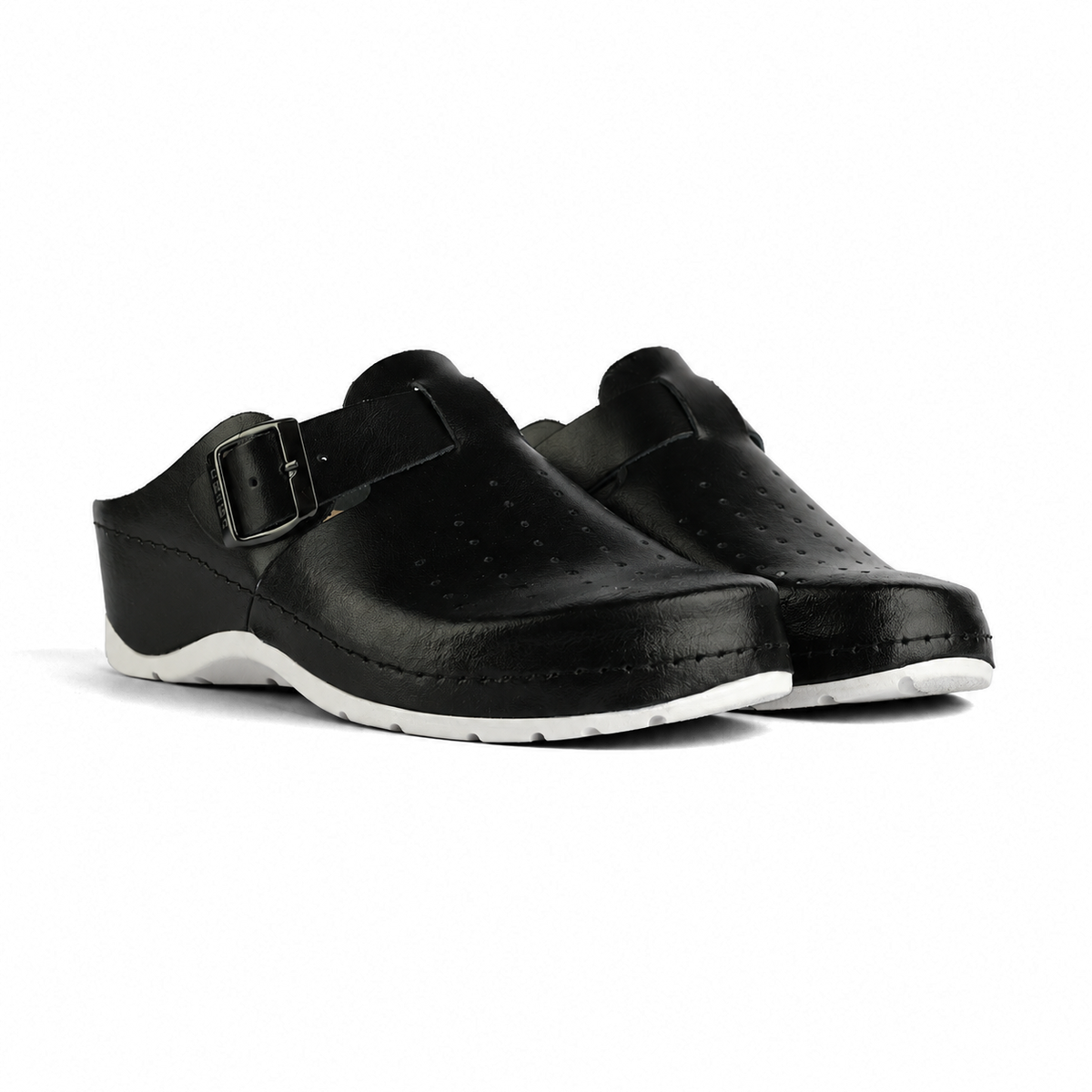 NALLAN Alba White and Black women's clogs
