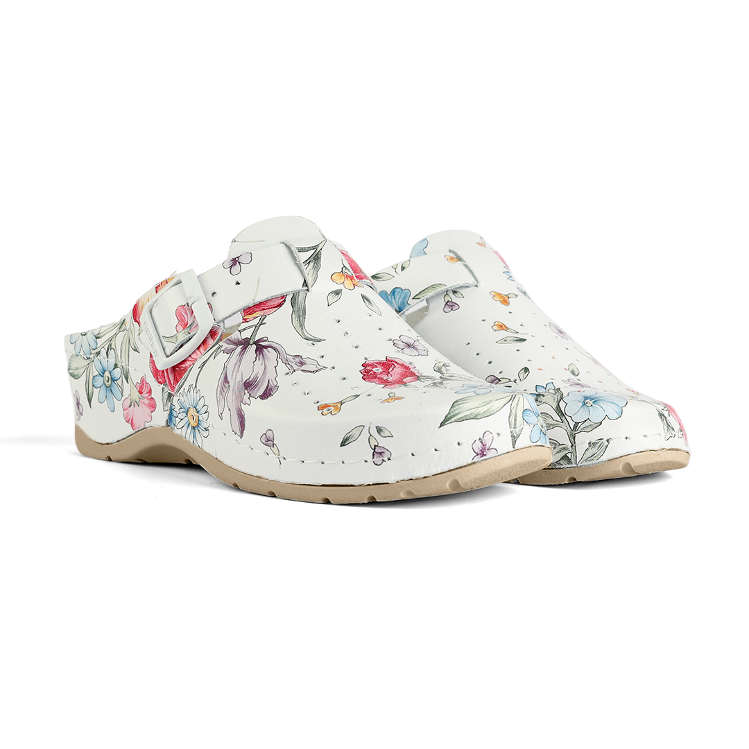 NALLAN Alba BloomMuse beige sole women's clogs