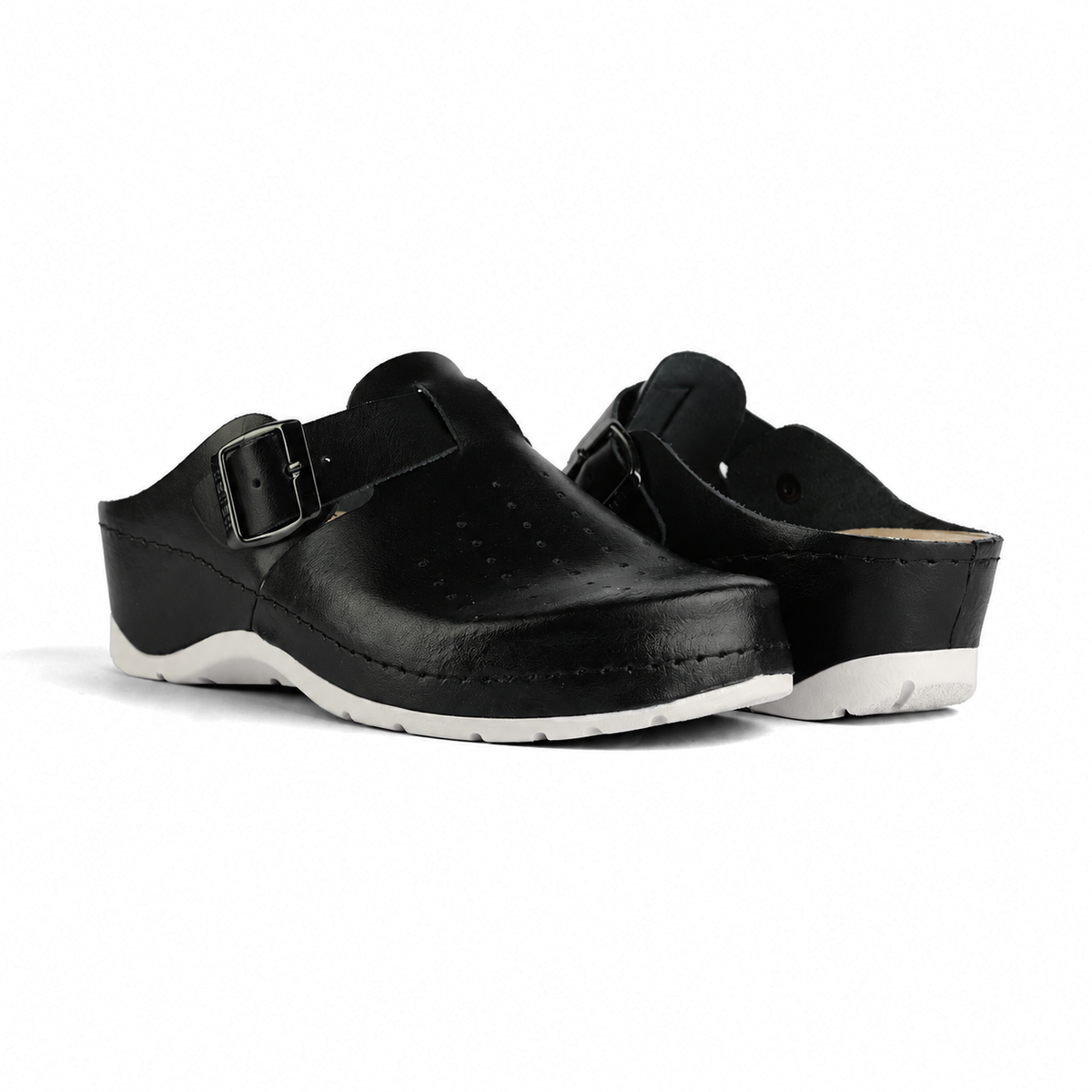 NALLAN Alba White and Black women's clogs – view 2