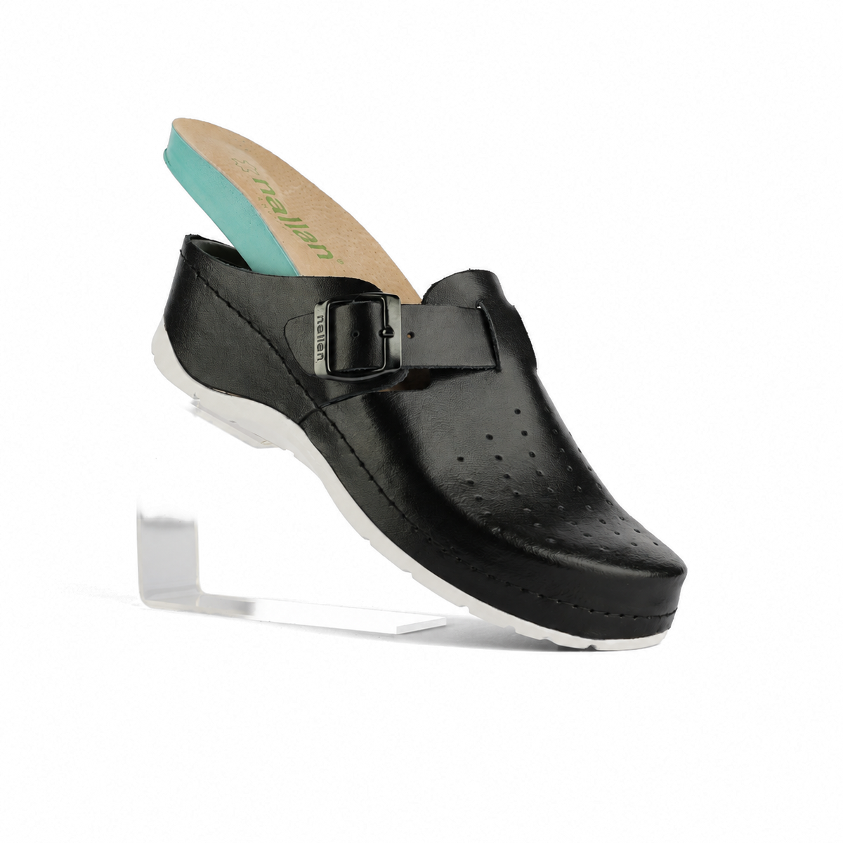NALLAN Alba White and Black women's clogs – view 7