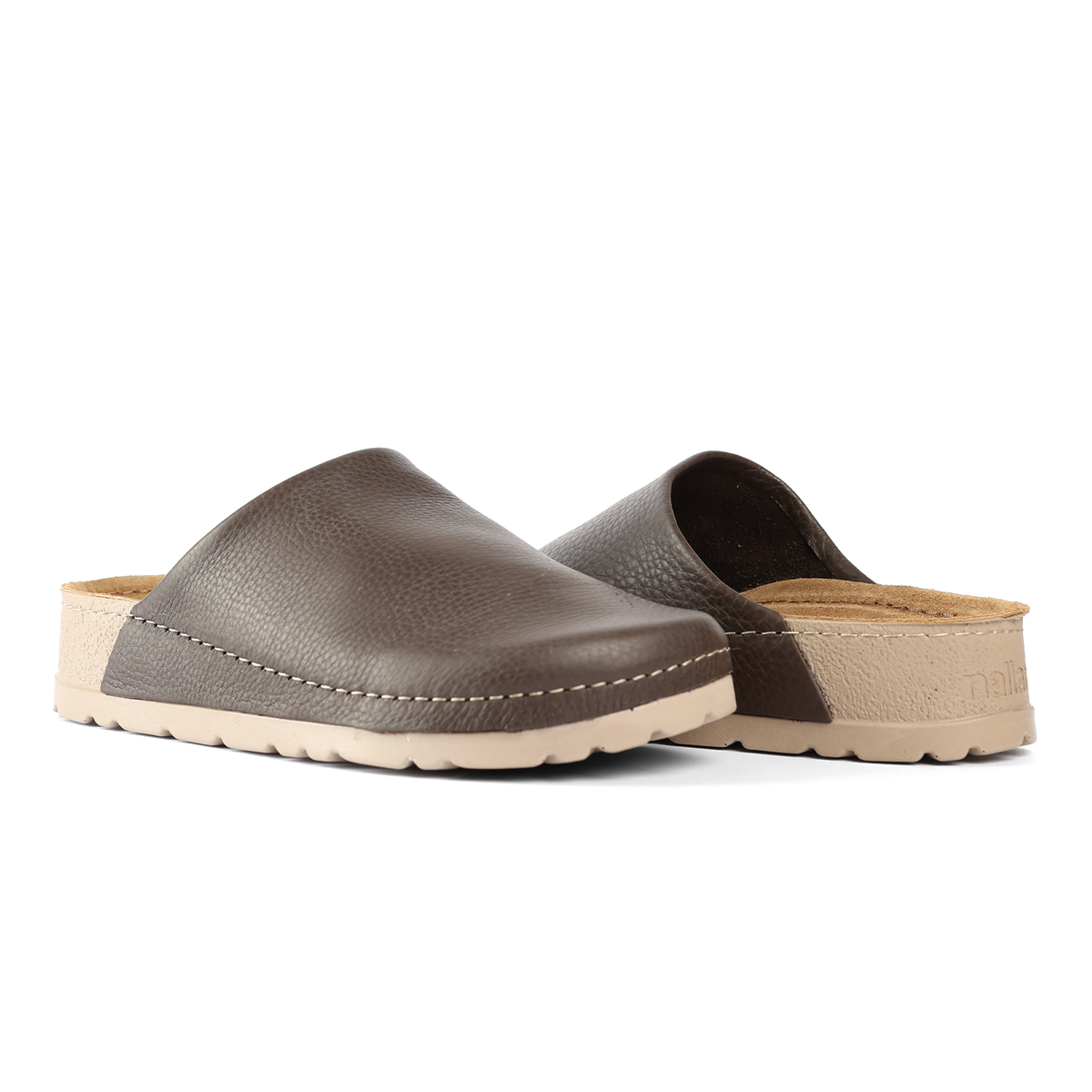 NALLAN Copenhagen Brown Leather suede work clogs – view 2