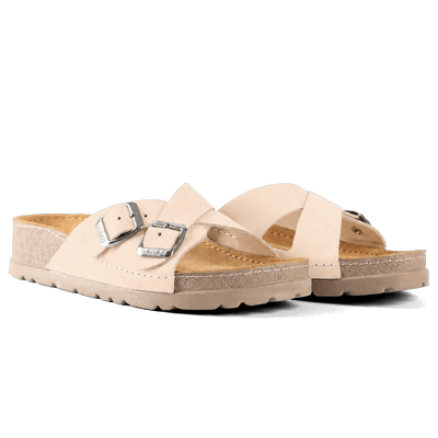 NALLAN Serena Beige women's leather slides