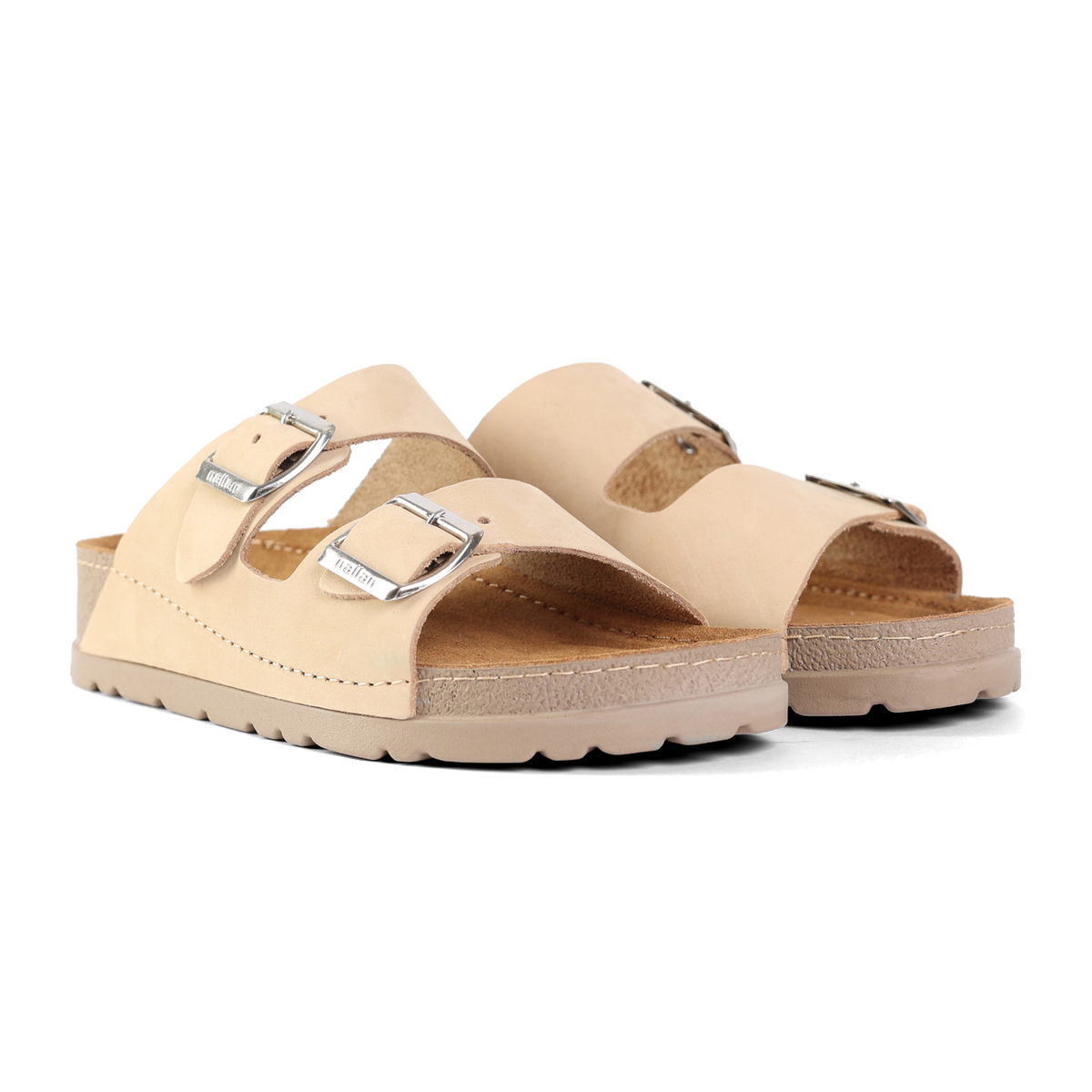 NALLAN Rubik Bisque women's two-strap slides