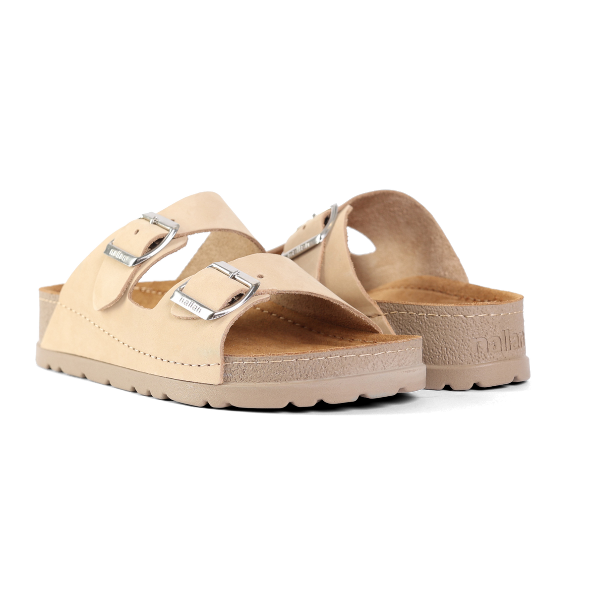 NALLAN Rubik Bisque women's two-strap slides – view 2