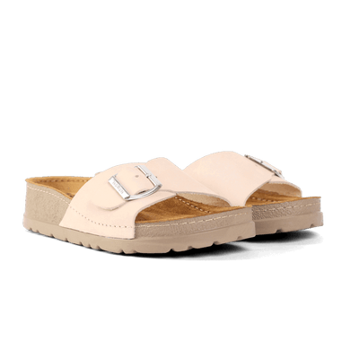 NALLAN Lura Beige women's buckle slides