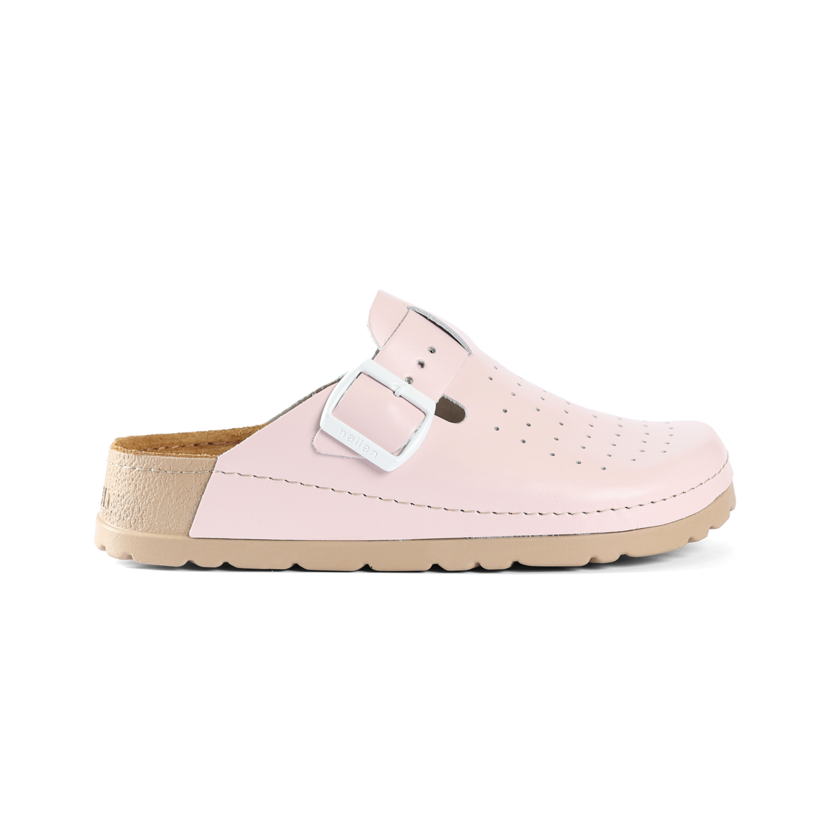NALLAN Priam Light Pink leather work clogs – view 5