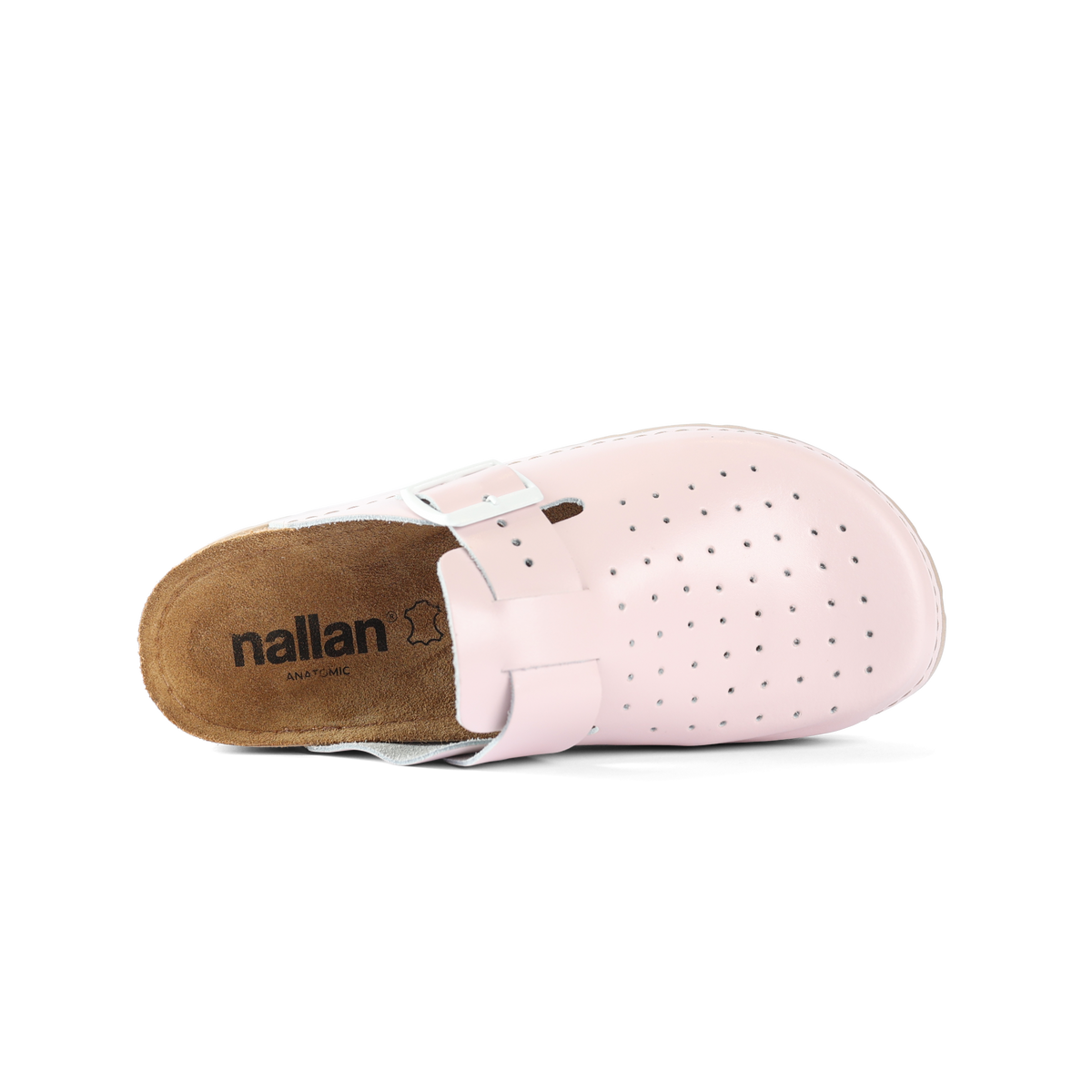 NALLAN Priam Light Pink leather work clogs – view 3