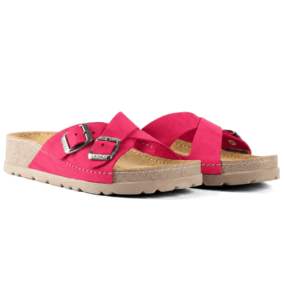 NALLAN Serena Dark Pink women's leather slides